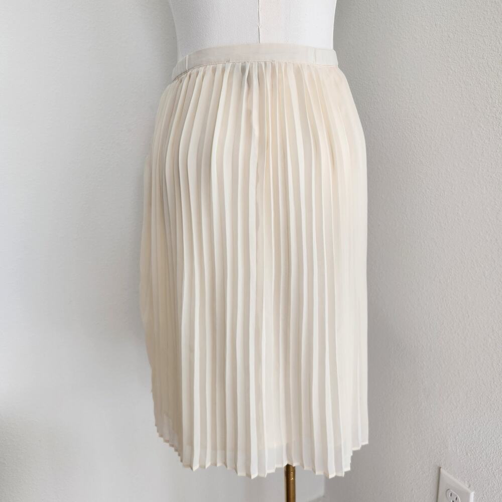 Vintage Y2K Cream Pleated Midi Skirt Mid Rise Elastic Waist NY Collection M - Picture 6 of 9